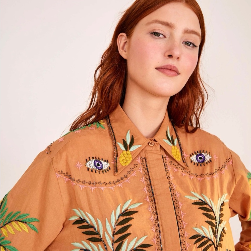 Farm Rio Mystic Embroided Shirt Maxi